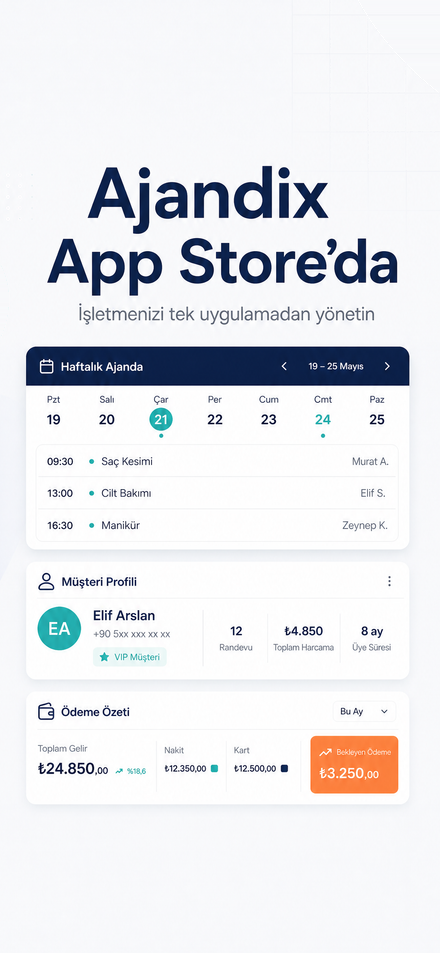 Ajandix mobil uygulaması iPhone ekranında